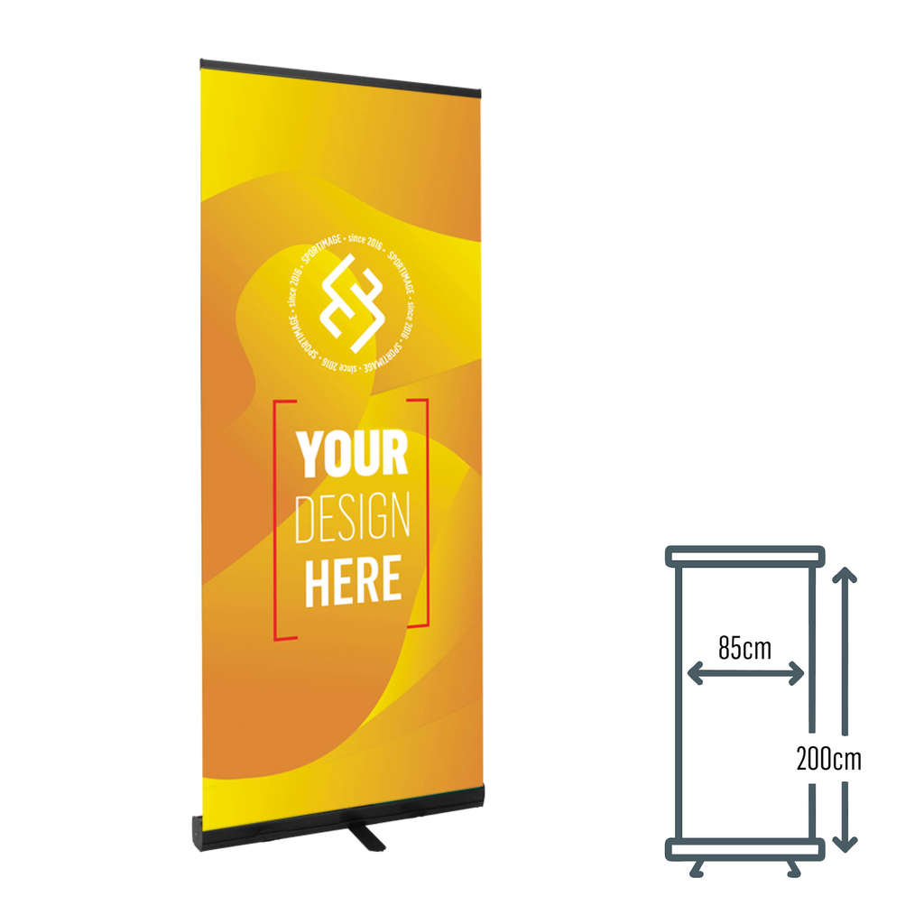 Roll-up banner PREMIUM 85x200, zwart, incl. print + draagtas