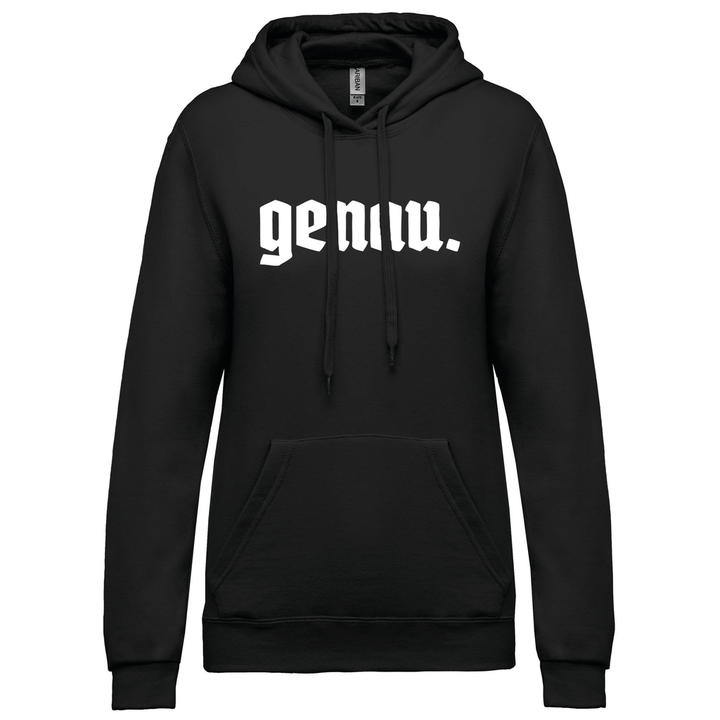[05.gen.04.1] Damen-Kapuzenpullover GENAU, schwarz (Damen XS)