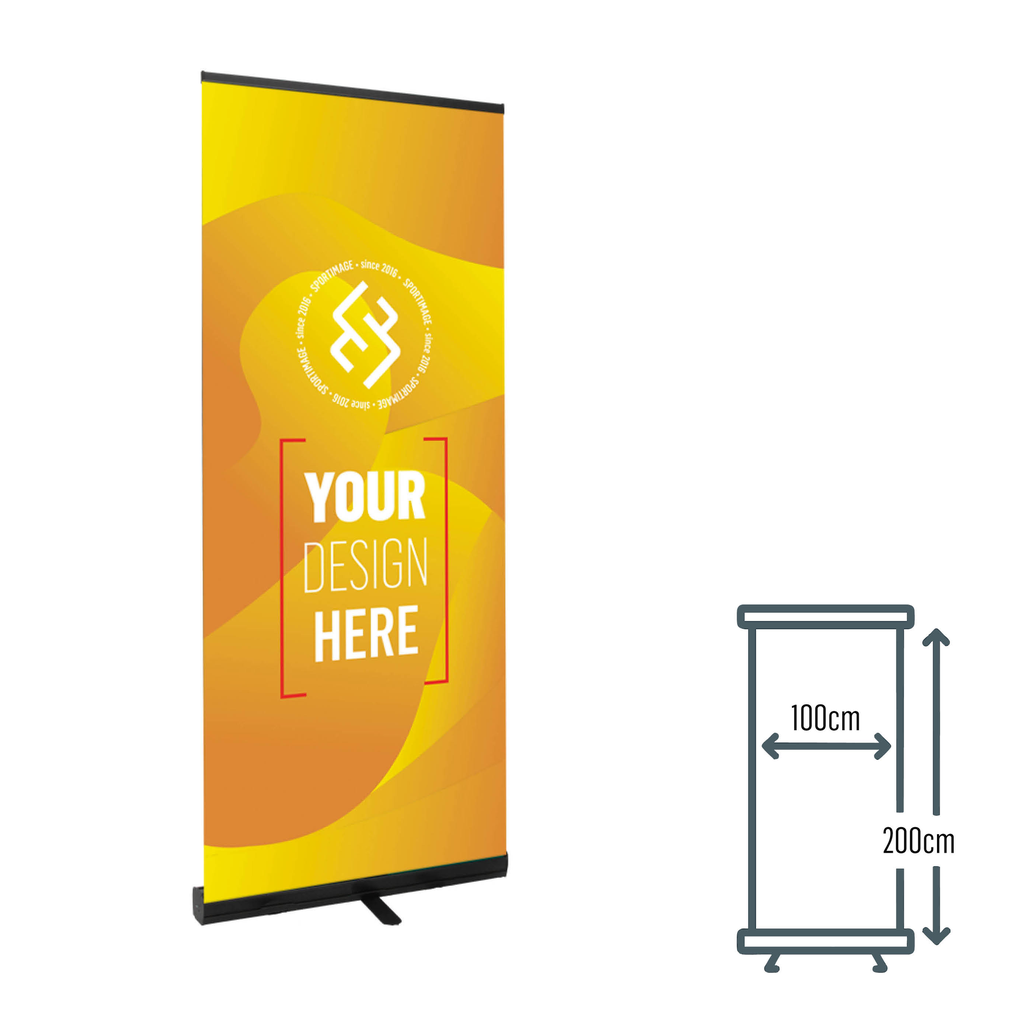 Roll-up banner PREMIUM 100x200, black, incl. print + carrying bag