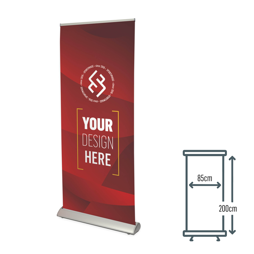 Roll-up banner DELUXE 85x200, gray, incl. print + carrying bag