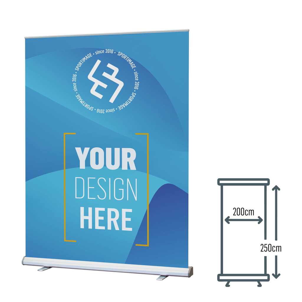 Roll-up-Banner XXL, 200x250, Alu, inkl. Druck + Tragetasche