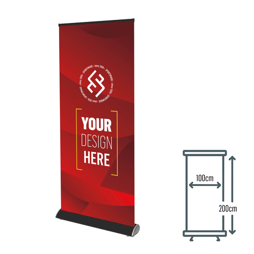 [04.R.D100200Z] Roll-up banner DELUXE 100x200, zwart, incl. print + draagtas